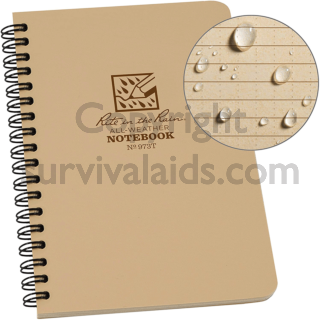 Rite In The Rain Pocket Notebook Top Spiral Bound Tan Size 3X5 in 