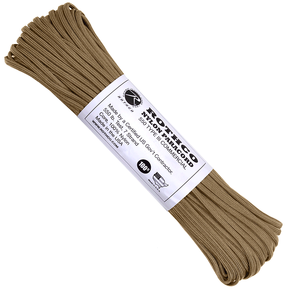 Coyote Nylon Paracord Type III Commercial, 550...