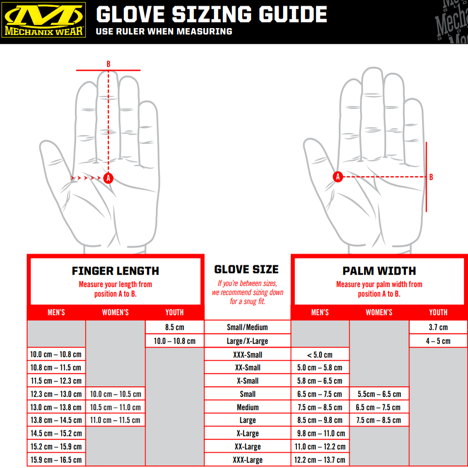 mechanics glove sizes