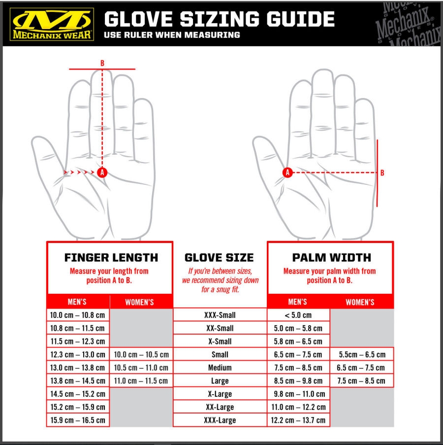 Mechanix Gloves Sizing Chart