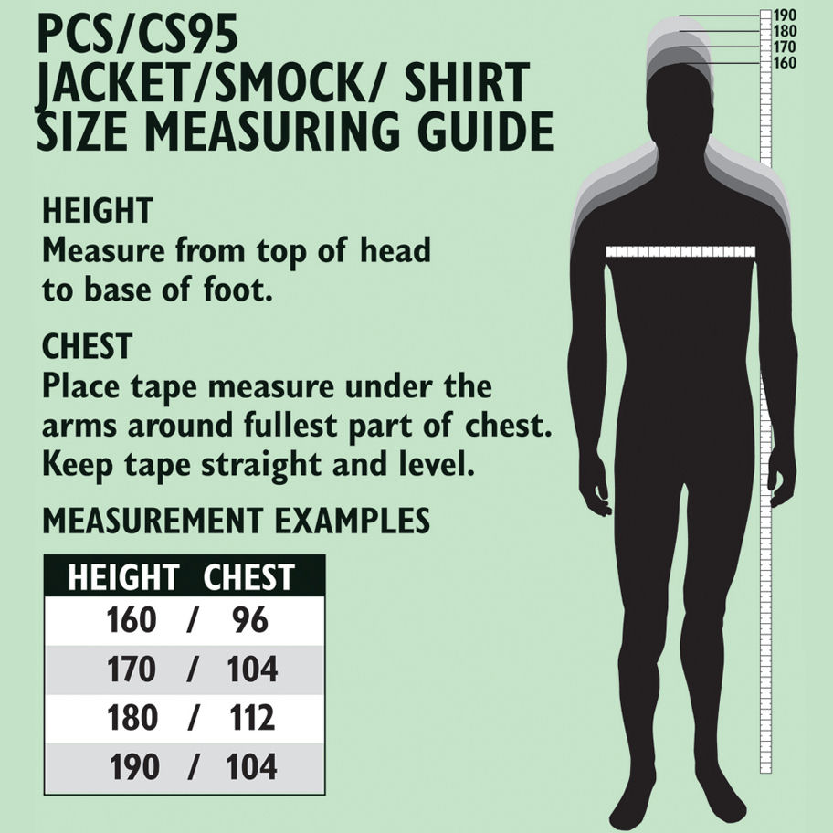 mtp waterproof smock size chart